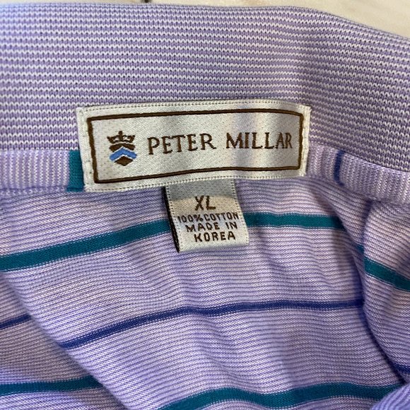 Peter Millar Cotton Purple Blue Green Stripe Golf Polo The Breakers XL - Picture 5 of 6